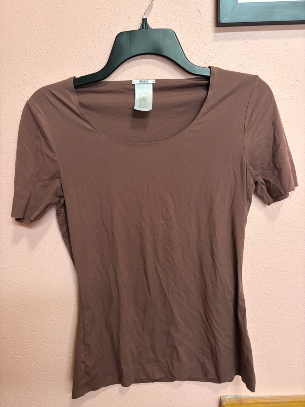 Wolford Brown Short-Sleeve Scoop Neck Top